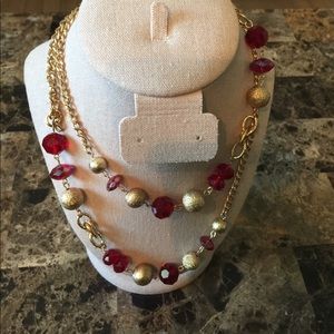 Cranberry faced statement necklace